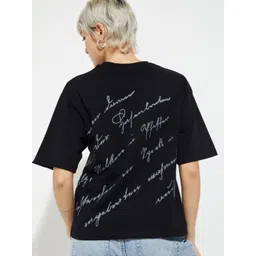 max Floral Printed Round Neck Drop-Shoulder Sleeves Pure Cotton Oversized T-Shirt-picture-35