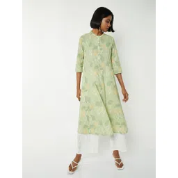 max Floral Printed Three-Quarter Sleeves Mandarin Collar Pure Cotton Kurta-picture-28