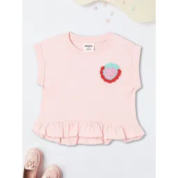 max Girl Embroidered Round Neck Cap Sleeves Cotton Top-picture-58