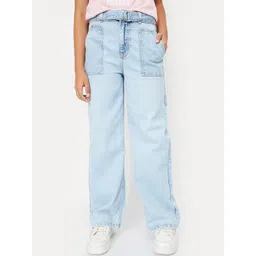 max Girls Cotton Regular Fit Mid-Rise Low Distress Heavy Fade Jeans-picture-18