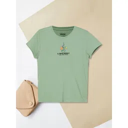 max Girls Green Cotton Printed Regular Fit Casual Tshirts-picture-22