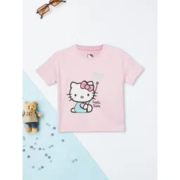 max Girls Hello Kitty Graphic Printed Round Neck Pure Cotton T-shirt-picture-10