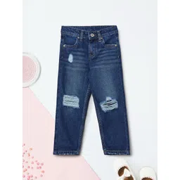 max Girls Regular Fit Mid-Rise Highly Distressed Light Fade Cotton Jeans-picture-16