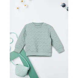 max Girls Self Design Round Neck Long Sleeves Ribbed Hemline Cotton Sweatshirt-picture-42