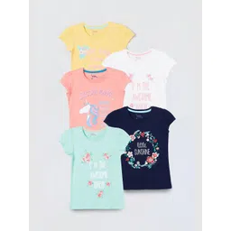 max Girls Set of 5 Printed Round Neck T-shirts-picture-11