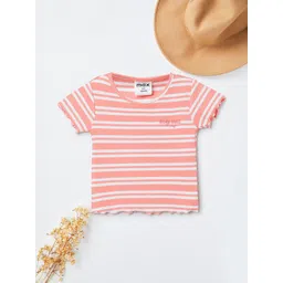 max Girls Striped Round Neck Regular Cotton Top-picture-10
