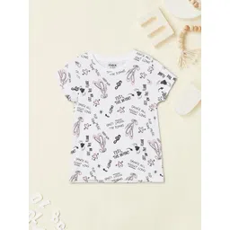 max Girls Typography Printed Round Neck Cap Sleeves Regular Fit Pure Cotton T-Shirt-picture-42