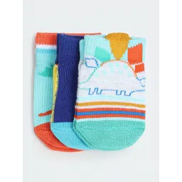 max Infant Boys Pack Of 3 PatternedCotton Ankle-Length Socks-picture-14