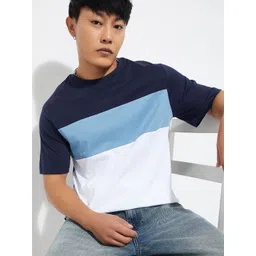 max Men Colourblocked Round Neck Cotton Relaxed Fit T-shirt-picture-11
