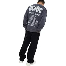 max Men Cotton Blend Crew Neck URB_N Oversized AC/DC Printed Sweatshirt-picture-37