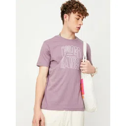 max Men Printed Round Neck Pure Cotton Purple T-Shirt-picture-14
