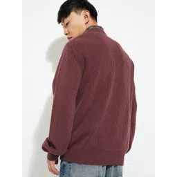 max Men Ribbed Mock Collar Long Sleeves Pullover image 2