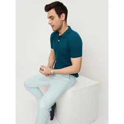 max Men Solid Polo Neck Polycotton Blue T-Shirt-picture-15