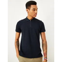 max Men Solid Round Neck Cotton Blend Dark Blue T-Shirt-picture-43