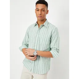 max Men Spread Collar Vertical Striped Cotton Casual Shirt-picture-17