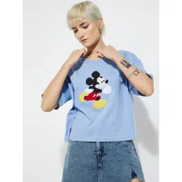 max Mickey Mouse Graphic Printed Drop-Shoulder Sleeves Cotton T-shirt-picture-33