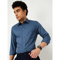 max Micro Ditsy Printed Long Sleeves Spread Collar Opaque Cotton Shirt-picture-37