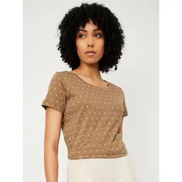 max Polka Dot Printed Round Neck Short Sleeves Cotton T-shirt-picture-28