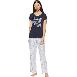 max Relaxed Women Cotton Typographic Print Lounge T-Shirt with Pyjama Pants-picture-42
