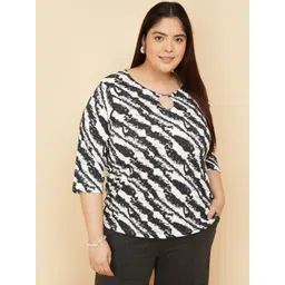max Women Abstract Printed Keyhole Neck Plus Size Top-picture-19