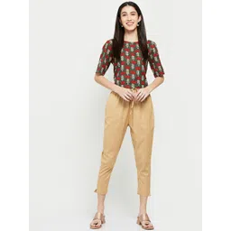 Max Women Beige Casual Trousers image 4