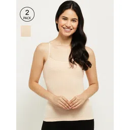 max Women Beige Pack Of 2 Solid Camisoles-picture-39