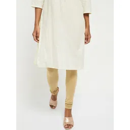 max Women Beige Solid Churidar-Length Leggings-picture-21