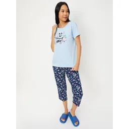 max Women Blue & White Printed Cotton Night suit-picture-41