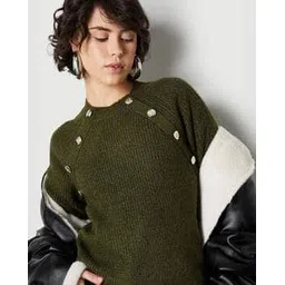 max Women Button Detailed Raglan Sleeve Sweater-picture-24