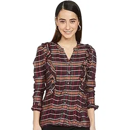 max Women Checked Regular Fit Top with Ruffles-picture-13