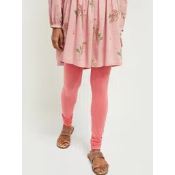 max Women Coral-Pink Solid Churidar-Length Leggings-picture-22