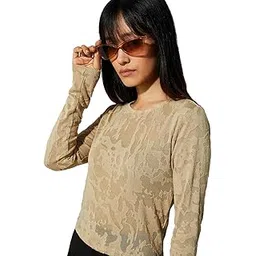 max Women Cotton Regular Fit URB_N Jacquard Burnout Crop Top-picture-36