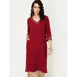 max Women Embroidered Flared Sleeves Thread Work Kurta-picture-31