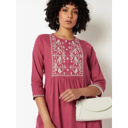 max Women Ethnic Motifs Embroidered Cotton A-Line Kurta-picture-36