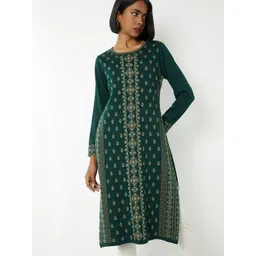 max Women Ethnic Motifs Embroidered Round Neck Straight Kurta-picture-30