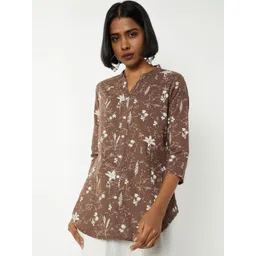 max Women Floral Printed Mandarin Collar Cotton Tunic-picture-30