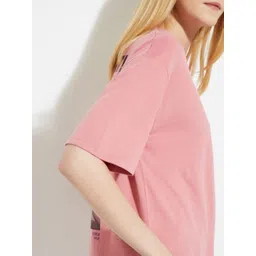 max Women Graphic Printed Round Neck Cotton Oversized T-shirt image 3