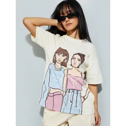 max Women Graphic Printed Round Neck Pure Cotton Oversized T-shirt-picture-39