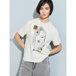 max Women Graphic Printed Round Neck Pure Cotton T-shirt-picture-33