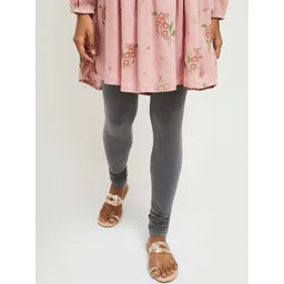 max Women Grey Solid Churidar-Length Leggings-picture-20