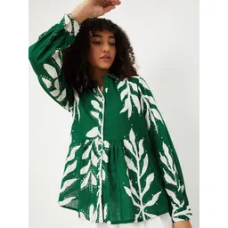 max Women Long Sleeve Shirt Collar Cotton Tunic-picture-35