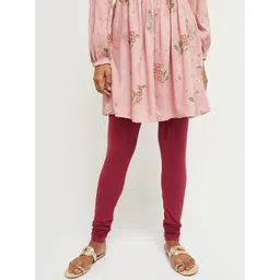 max Women Maroon Solid Churidar-Length Leggings-picture-19