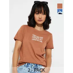 max Women Pack Of 2 Graphic Printed Round Neck Cotton T-shirts-picture-37