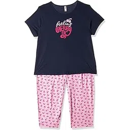 max Women Plus Size Pure Cotton Printed Round Neck T-Shirt with Elasticated Capris-picture-30