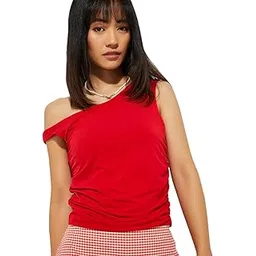 max Women Polyester Regular Fit Alaya F x URB_N Solid One-Shoulder Crop Top-picture-39