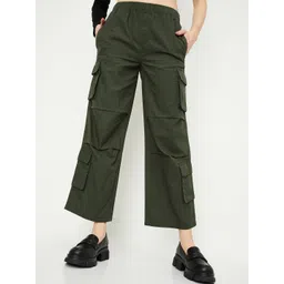 max Women Regular Fit Mid-Rise Cargos Trousers-picture-18