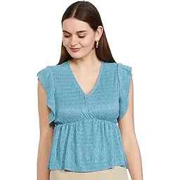 max Women Regular Fit Textured V-Neck Top-picture-17