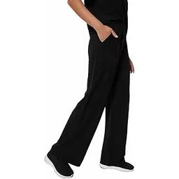 max Women Ribbed Wide Leg Sports Track Pants(Black_XS-S)-picture-35