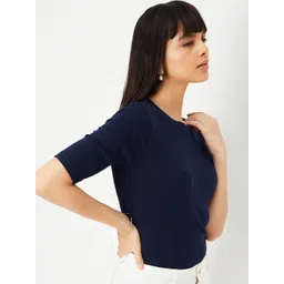 max Women Round Neck Solid Top image 3