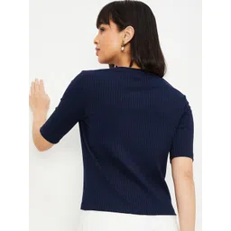 max Women Round Neck Solid Top image 4